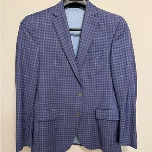 Elegant Blue Checkered Men's Blazer